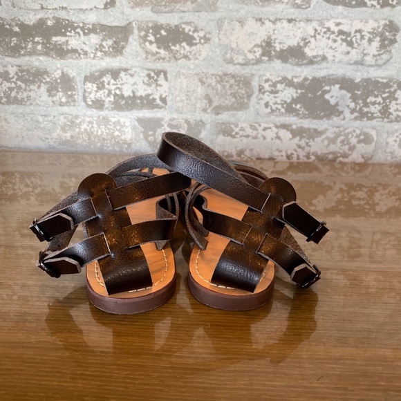 Like New Free People Vegan Leather Black Strappy Gladiator Style Sandal - Picture 2 of 5